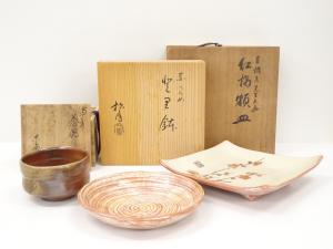小山末広・吉向松月 茶碗・皿 3点